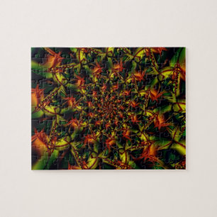 exotisch Groene en gele fractale kunst Legpuzzel