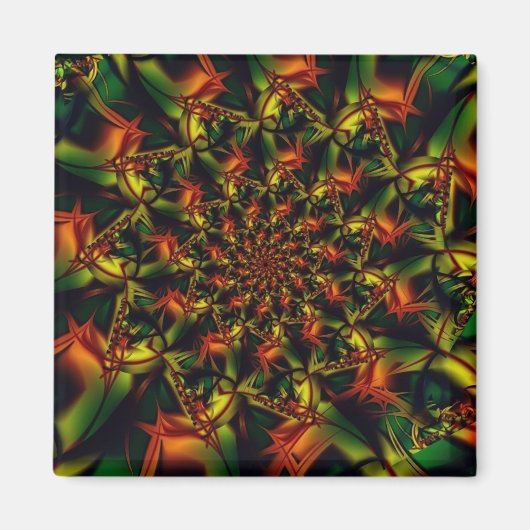 exotisch | Groene en gele fractale kunst Magneet (Voorkant)