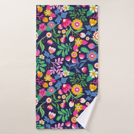 Exotisch handgeschilderd bloemmotief badhanddoek (Badhanddoek)