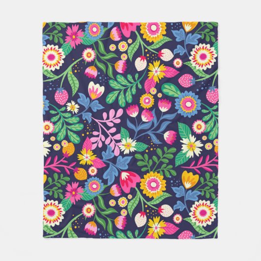 Exotisch handgeschilderd bloempatroon fleece deken (Voorkant)