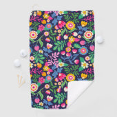 Exotisch handgeschilderd bloempatroon golfhanddoek (Insitu)