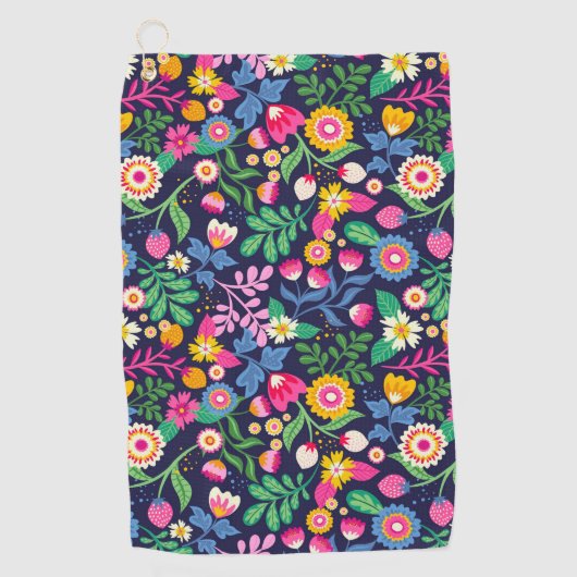 Exotisch handgeschilderd bloempatroon golfhanddoek (Voorkant)