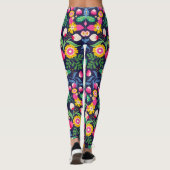 Exotisch handgeschilderd bloempatroon leggings (Achterkant)