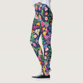 Exotisch handgeschilderd bloempatroon leggings (Links)