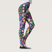Exotisch handgeschilderd bloempatroon leggings (Rechts)