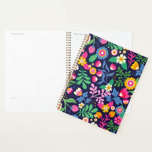 Exotisch handgeschilderd bloempatroon planner (Display)