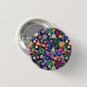 Exotisch handgeschilderd bloempatroon ronde button 3,2 cm (Voorkant /achterkant)