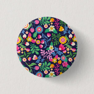 Exotisch handgeschilderd bloempatroon ronde button 3,2 cm