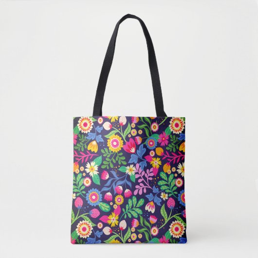Exotisch handgeschilderd bloempatroon tote bag (Voorkant)