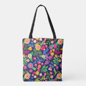 Exotisch handgeschilderd bloempatroon tote bag (Achterkant)