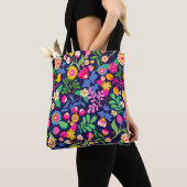 Exotisch handgeschilderd bloempatroon tote bag (Dichtbij)