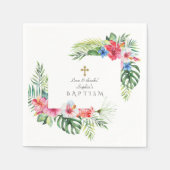 Exotisch Hawaïaans Tropisch Bloemstuk Doopfeest Servet (Voorkant)