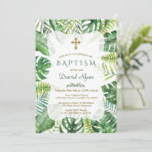 Exotisch Hawaiaans Tropisch Groen Kader Doop Kaart (Staand voorkant)