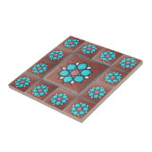 Exotisch koper- en Aqua Flower-ontwerp Tegeltje (Zijkant)