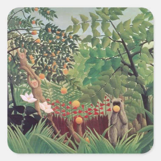 Exotisch landschap, 1910 vierkante sticker (Voorkant)