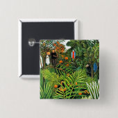 Exotisch landschap (Paysage Exotique) Vierkante Button 5,1 Cm (Voorkant /achterkant)