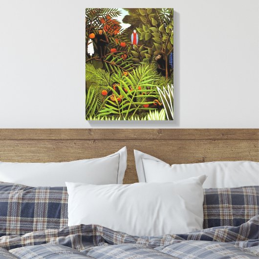 Exotisch landschap, schilderij van Henri Rousseau Canvas Afdruk (Insitu (Slaapkamer))