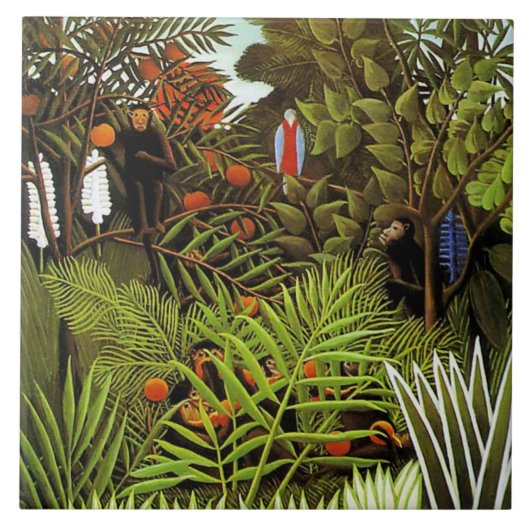 Exotisch landschap, schilderij van Henri Rousseau Tegeltje (Voorkant)