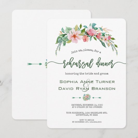 Exotisch Luau Tropisch Bloemendiner Kaart (Voorkant / Achterkant)