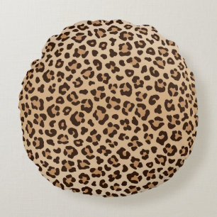 Exotisch luipaardprintpatroonontwerp rond kussen