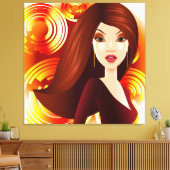 Exotisch meisje in goud verpakt canvas (Insitu (Woonkamer))