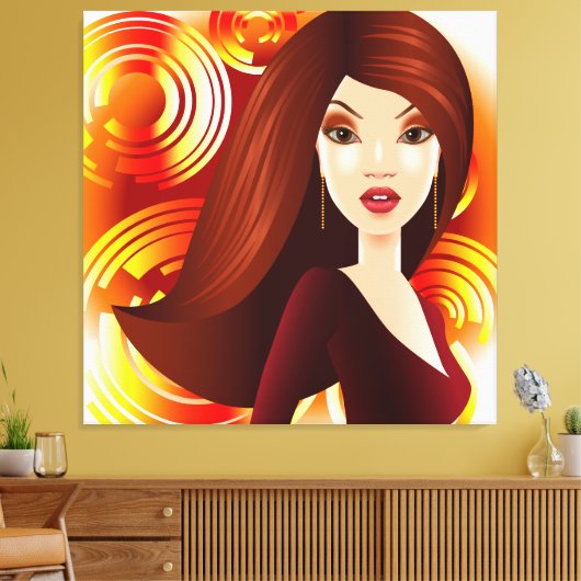 Exotisch meisje in goud verpakt canvas (Insitu (Woonkamer))