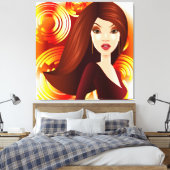 Exotisch meisje in goud verpakt canvas afdruk (Insitu (Slaapkamer))