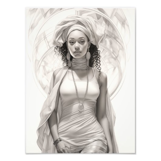 Exotisch Meisje op een Bank Foto Afdruk (Voorkant)