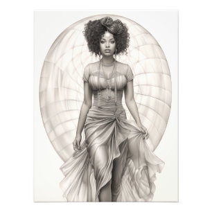 Exotisch Meisje op een Bank Foto Afdruk