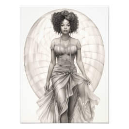 Exotisch Meisje op een Bank Foto Afdruk