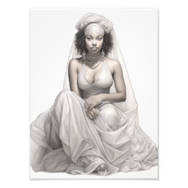 Exotisch Meisje op een Bank Foto Afdruk