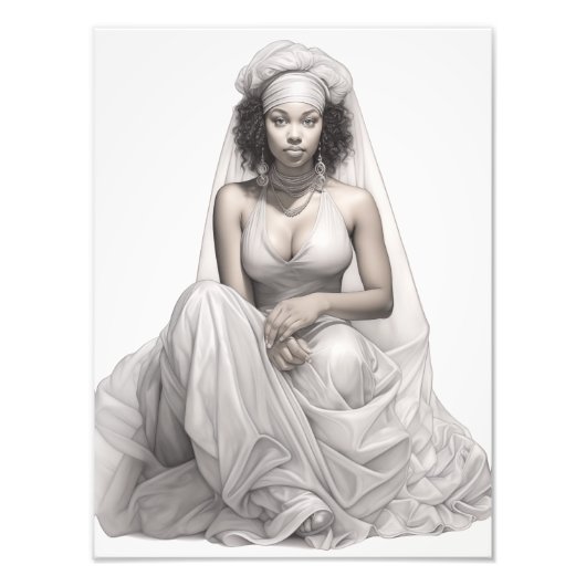 Exotisch Meisje op een Bank Foto Afdruk (Voorkant)