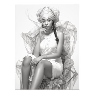 Exotisch Meisje op een Bank Foto Afdruk