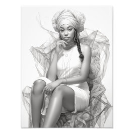 Exotisch Meisje op een Bank Foto Afdruk
