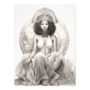 Exotisch Meisje op een Bank Foto Afdruk