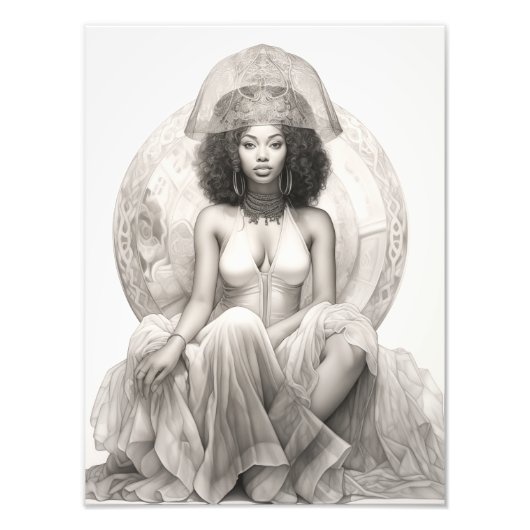 Exotisch Meisje op een Bank Foto Afdruk (Voorkant)