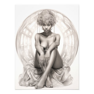 Exotisch Meisje op een Bank Foto Afdruk