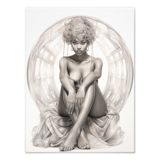 Exotisch Meisje op een Bank Foto Afdruk (Voorkant)