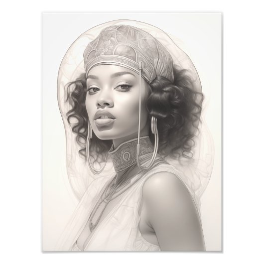 Exotisch Meisje op een Bank Foto Afdruk (Voorkant)