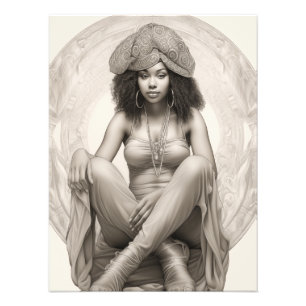 Exotisch Meisje op een Bank Foto Afdruk