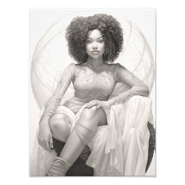 Exotisch Meisje op een Bank Foto Afdruk