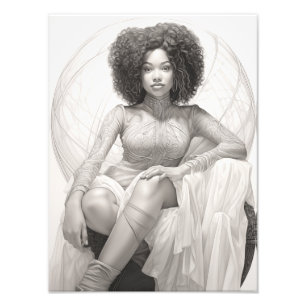 Exotisch Meisje op een Bank Foto Afdruk