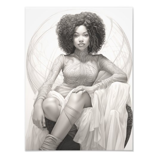 Exotisch Meisje op een Bank Foto Afdruk (Voorkant)