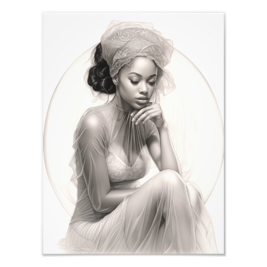 Exotisch Meisje op een Bank Foto Afdruk (Voorkant)