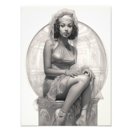 Exotisch Meisje op een Bank Foto Afdruk