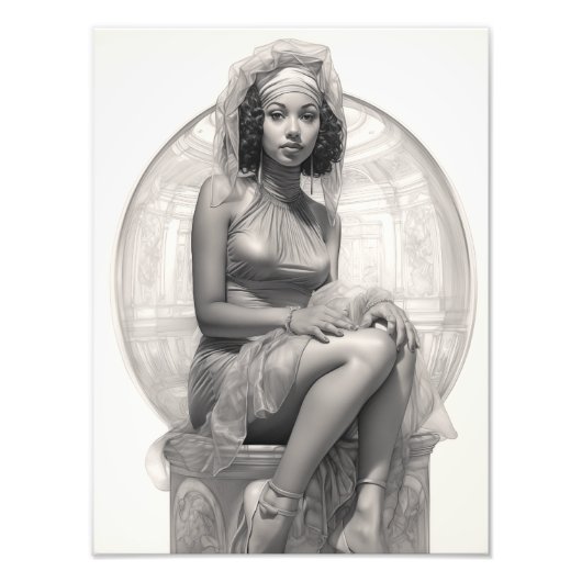 Exotisch Meisje op een Bank Foto Afdruk (Voorkant)