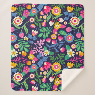 Exotisch met de hand geschilderd bloempatroon-4833 sherpa deken