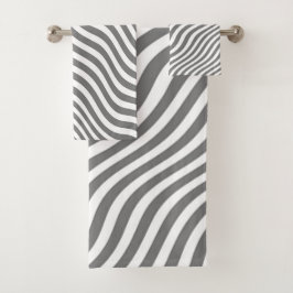 EXOTISCH NEUTRAL GRAY ZEBRA STRIPES BATH TOWEL SET BAD HANDDOEK