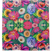 Exotisch Oerwoud Bloemen waterverf 3 Douchegordijn (Voorkant)