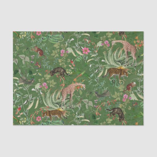  Exotisch Oerwoud Fantasy - Green Tissue Paper Tissuepapier (Voorkant)